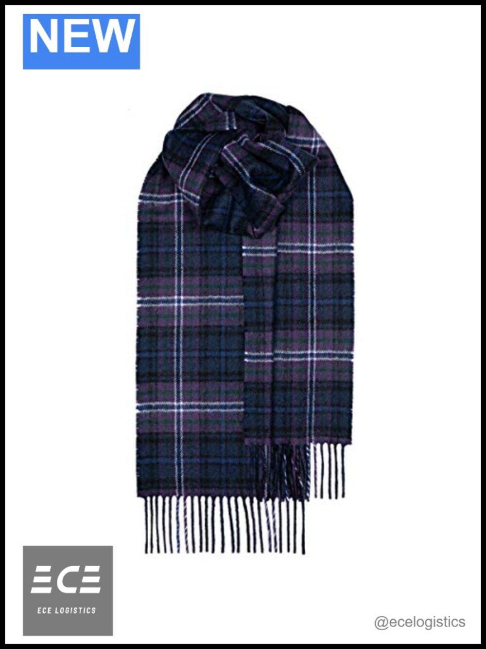 Lambswool Tartan Plaid Scarf Scotland Wool Fringed Wrap